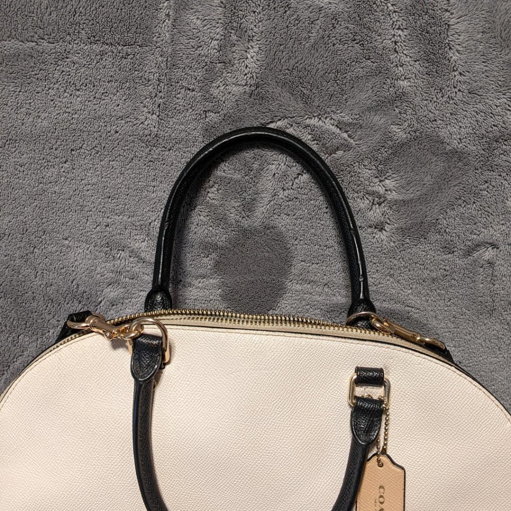 Coach Sierra Satchel Bag Crossbody Cream,  Black, and Gray Cross Grain Leather - Picture 8 of 15